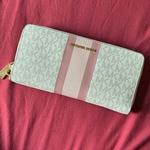 Michael Kors Rose and White Monogram Continental Wallet